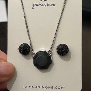 Gemma‎ Simone Matte Black Necklace and Earring Set New in Box